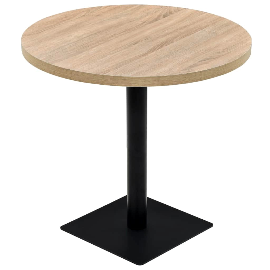 Tavolo alto stile bar/bistrot MDF e acciaio rotondo 80 cm rovere marrone 0902111