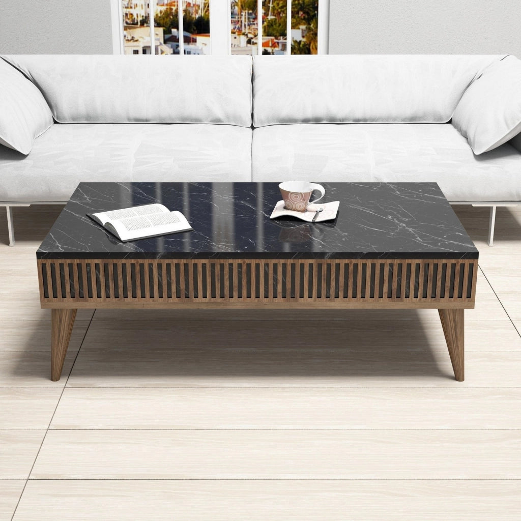 Tavolino in legno "Milano" - 105 x 60 x 34 cm - Noce, Nero