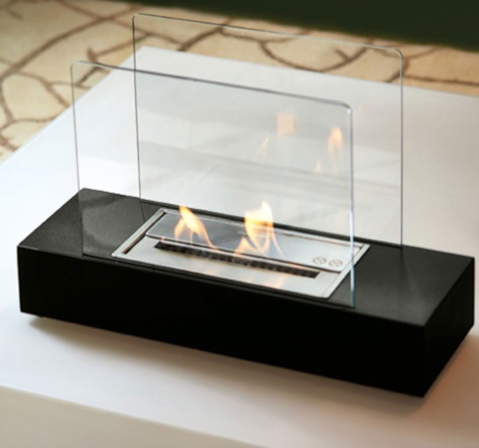 Camino a Bioetanolo da Tavolo Eaak 60x20x35,5 cm Bruciatore da 1,5 L Nero