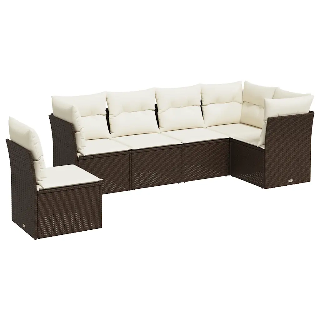 vidaXL Set Divano da Giardino 7pz con Cuscini Marrone in Polyrattan