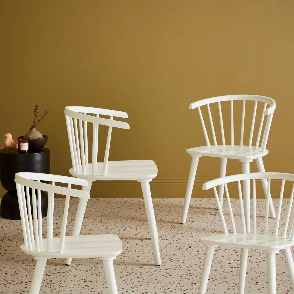 Set di 4 sedie in legno, bianco