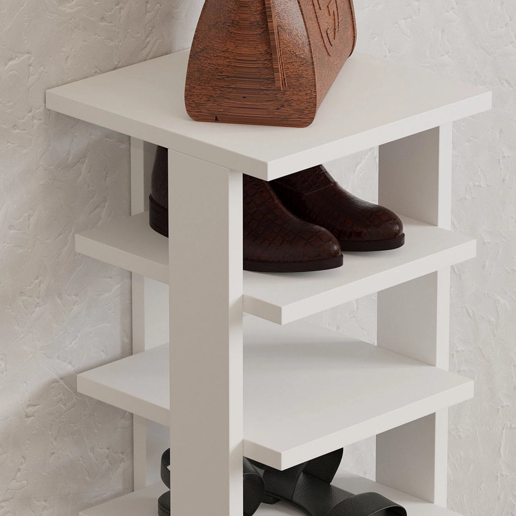Mobile Portascarpe Soddi, Scarpiera 8 Paia, 30x30x110h cm Bianco