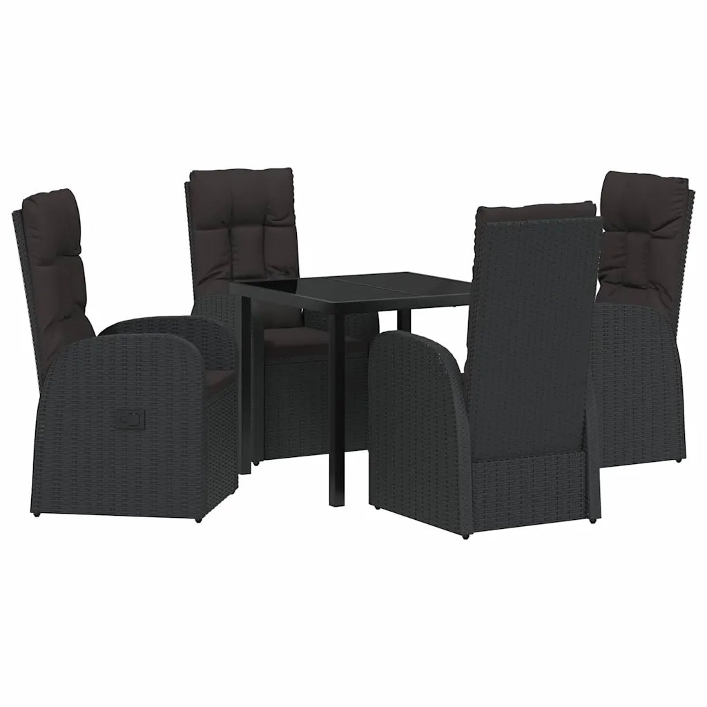 Set da Pranzo per Giardino con cuscino 5 pcs Nero polyrattan 3379507