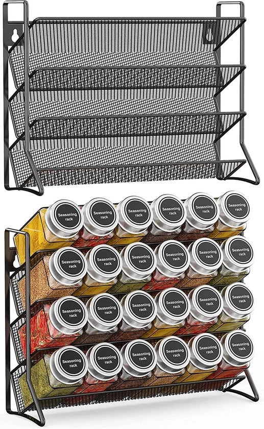 Rack per erbe - Raccoglitore per contenitori di erbe - Nero - Metallo