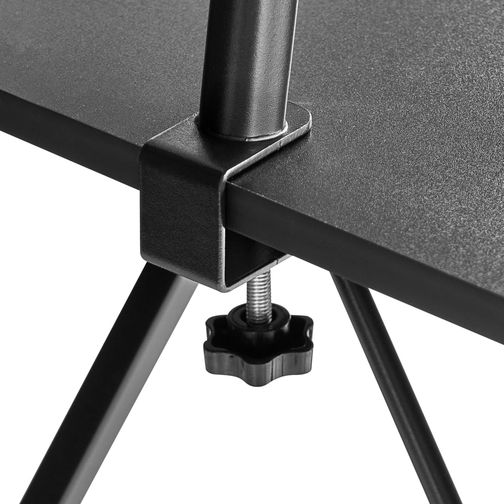 Scrivania angolare Piano in MDF nero Gambe e struttura in ferro verniciato a polvere Ampia postazione di lavoro Moderna