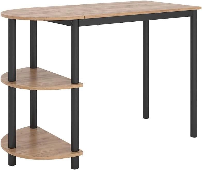 Tavolo da cucina Freetown, Quercia dorata/bianco, 110 x 50 cm con ripiani aperti, adatto come tavolo da pranzo o da lavoro per cucine piccole