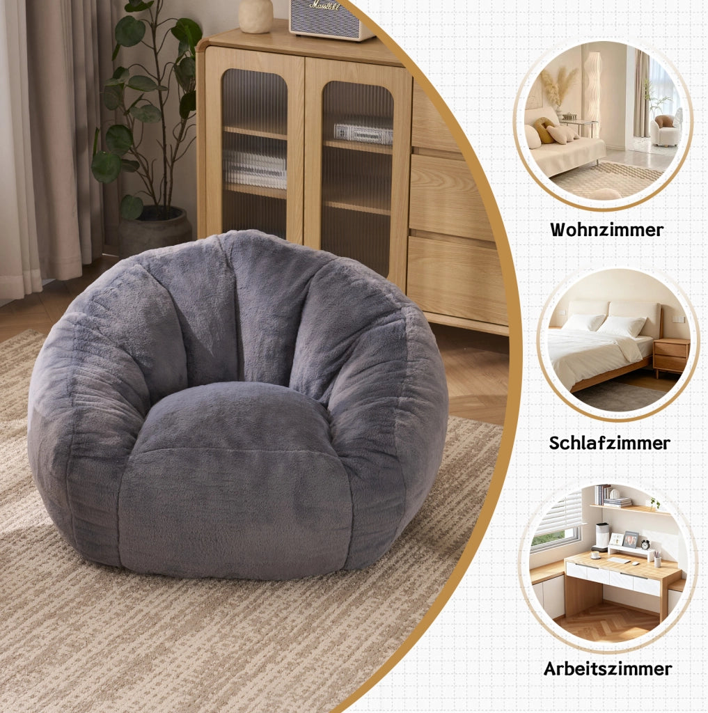 Poltrona sacco per adulti e bambini in memory foam; grigio; in poliestere; senza montaggio
