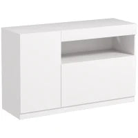 Credenza Moderna Bassa con Ante Ammortizzate e Apertura a Pressione, Ripiani Regolabili, Bianco