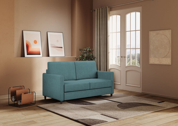 Divano 2 Posti 158x85x85 cm Karay in Tessuto Petrolio