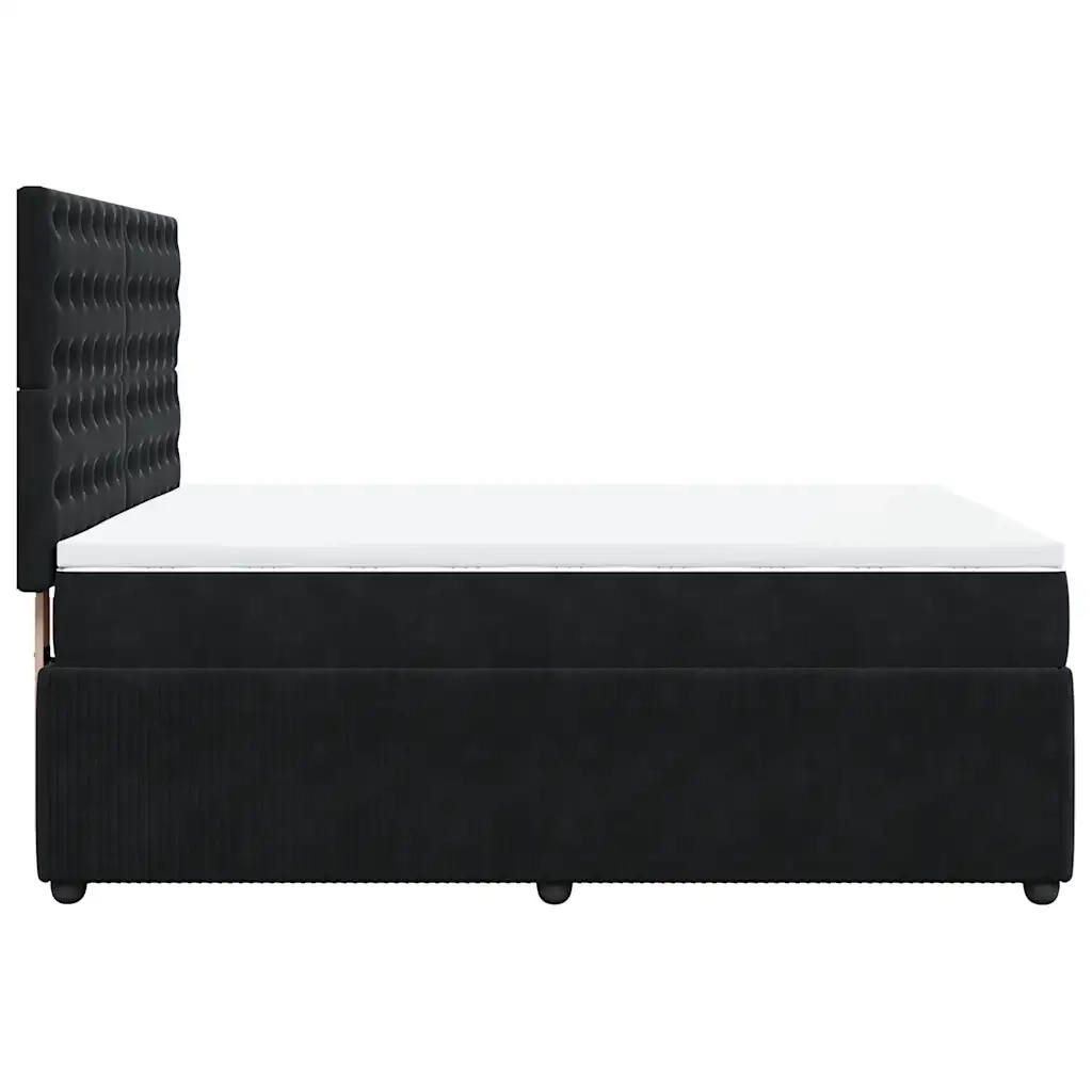 Giroletto a Molle con Materasso Nero 140x200 cm in Velluto 3292372