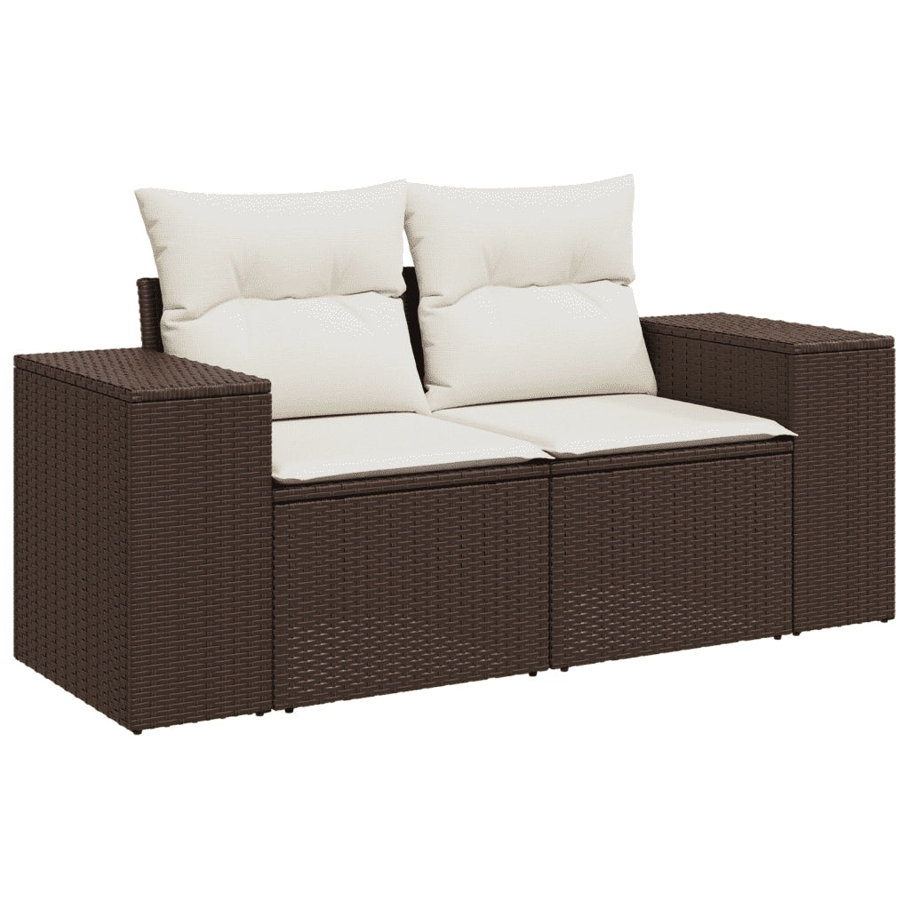 Set Divani da Giardino 9pz con Cuscini Marrone in Polyrattan 3255190