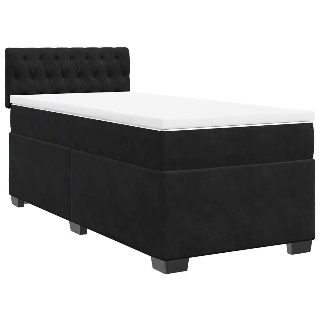 Giroletto a Molle con Materasso Nero 90x190 cm in Velluto