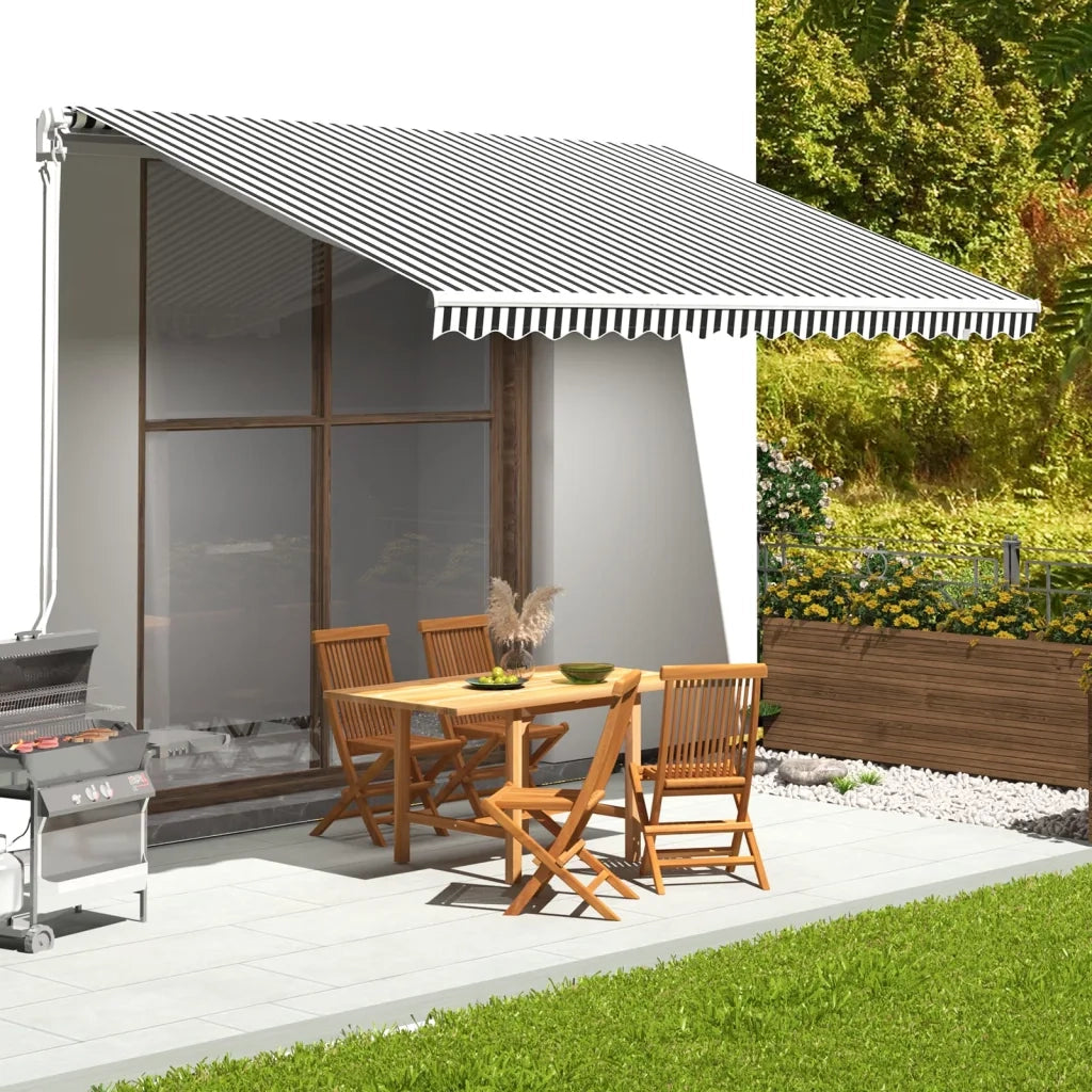 Tessuto di Ricambio per Tenda da Sole-Ricambio telo per tenda da sole Antracite e Bianco 4,5x3m