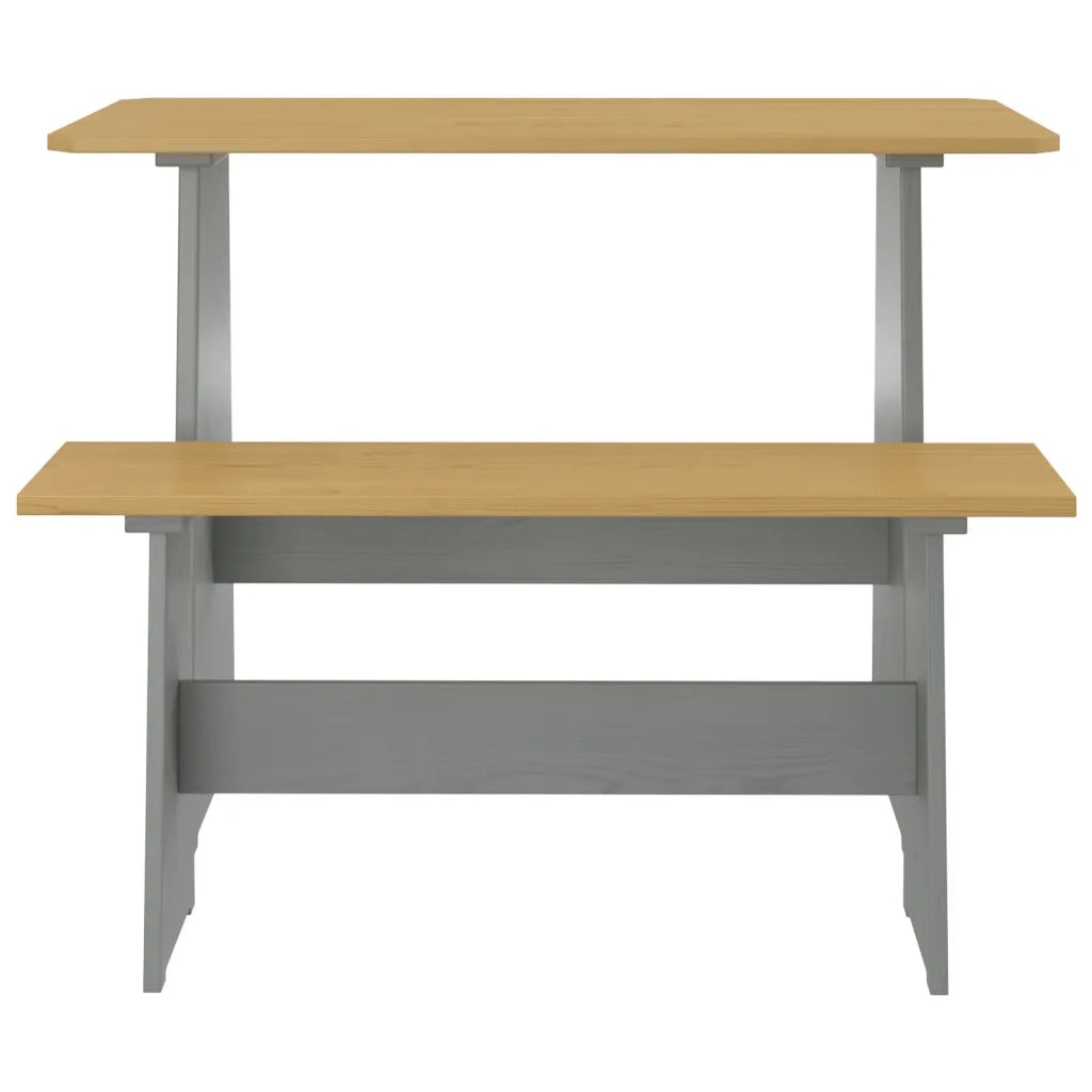 Set da Pranzo 3 pz Marrone Miele e Grigio in Legno di Pino cod mxl 12860