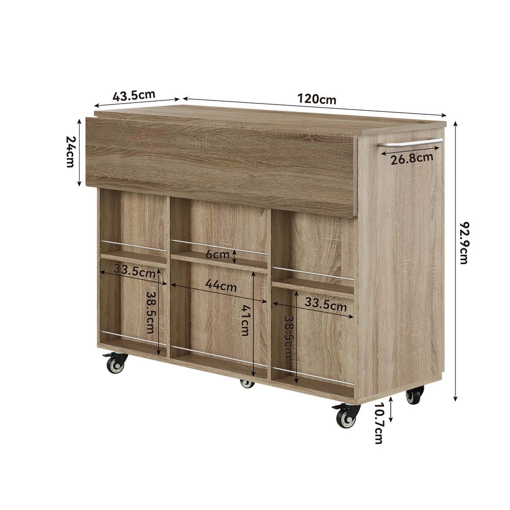 Carrello da Cucina con Piano Ribaltabile e Cassetto ¨C Xylo ¨C Rovere Sonoma, 92,9x120x43,5cm