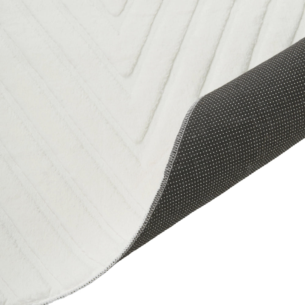 Tappeto da corridoio bianco sporco in jacquard, 160 x 230 cm, a pelo corto, forma rettangolare, per corridoio, con retro in poliestere, moderno