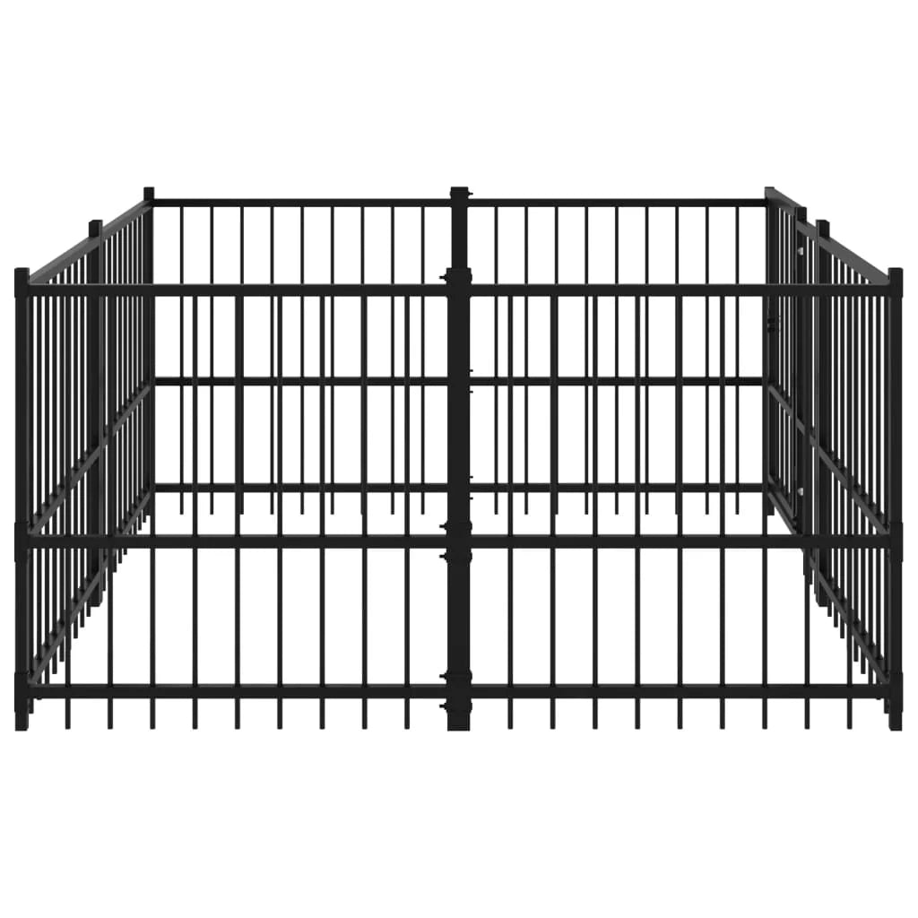 Gabbia per cuccia recinto per animali da esterno per cani in acciaio 3,75 m² nero 02_0041832