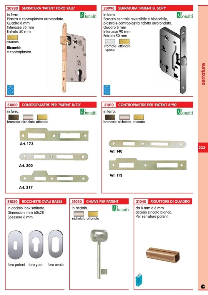 10pz chiave patent bonaiti nichelata n. 4 cod:ferx.12806