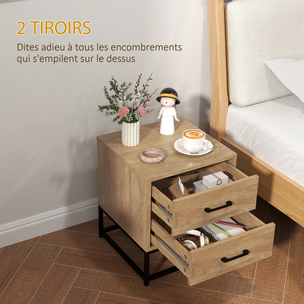Comodino ¨C zephmum ¨C 2 cassetti, stile industriale