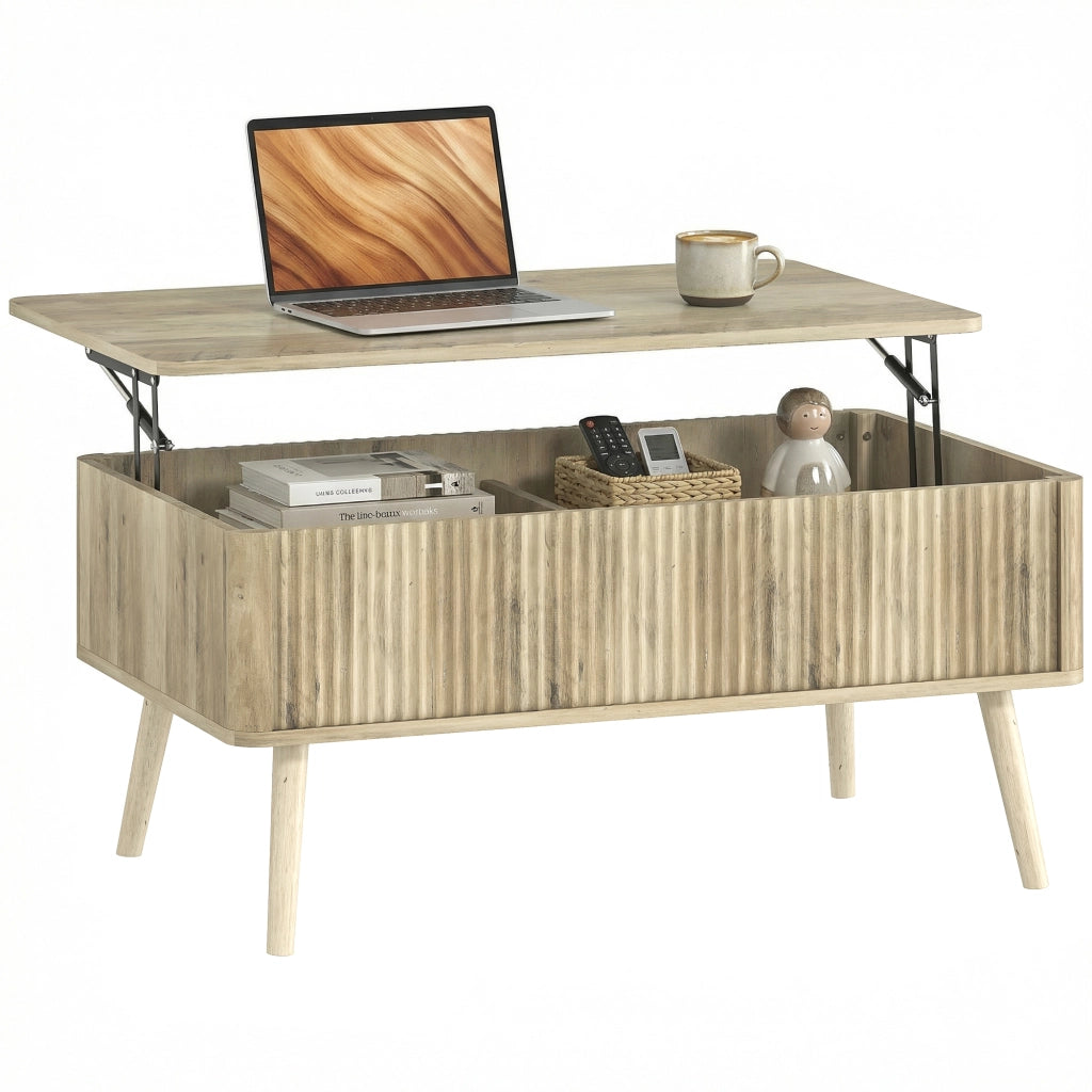 Tavolino da caff¨¨ con scomparto ¨C Xylo ¨C legno di pino, effetto rovere, 91x56x43 cm