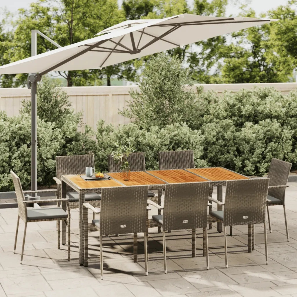Set da Pranzo da Giardino 9 pz con Cuscini in Polyrattan Grigio 3184998