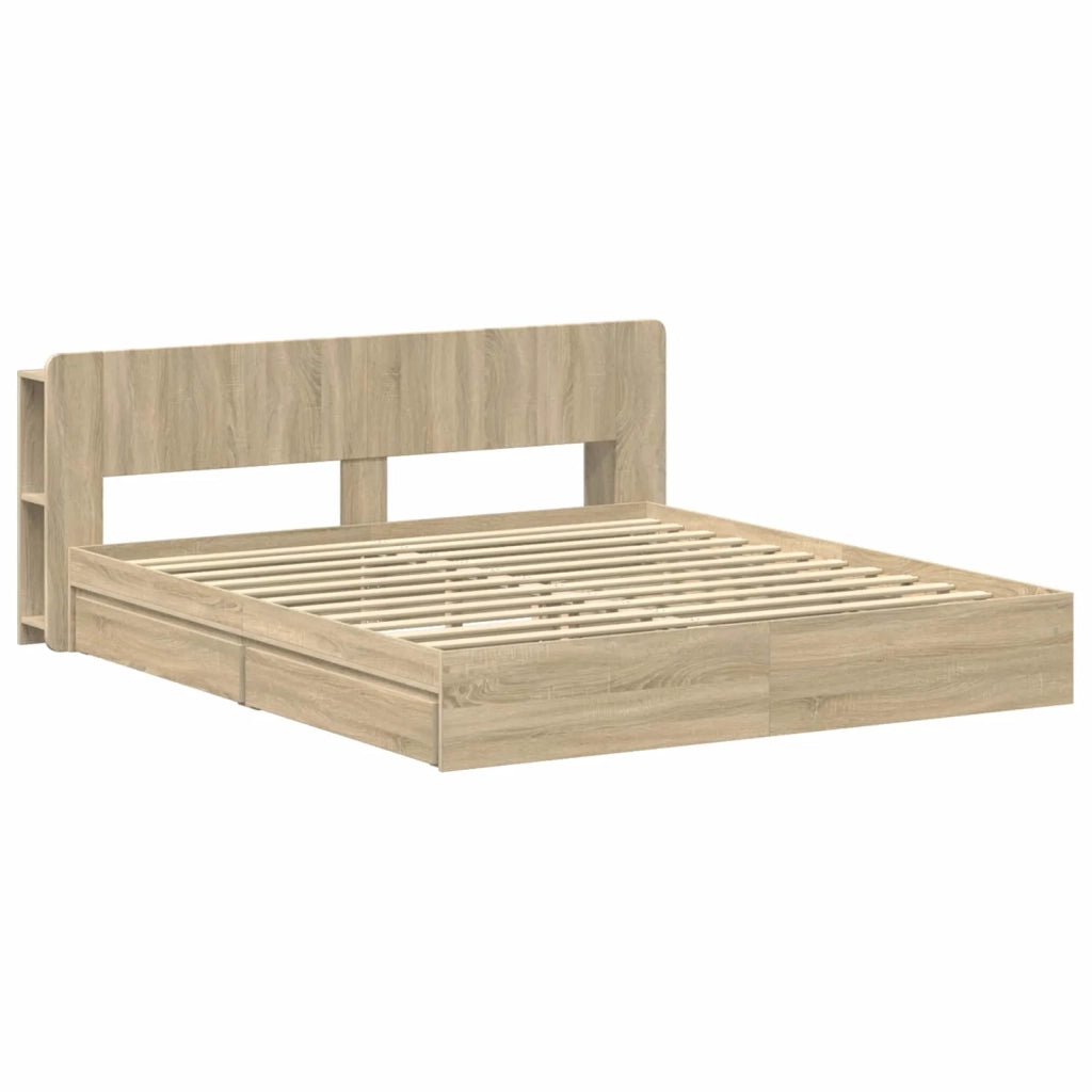 Telaio del letto con storage Rovere Sonoma 180 x 200 cm