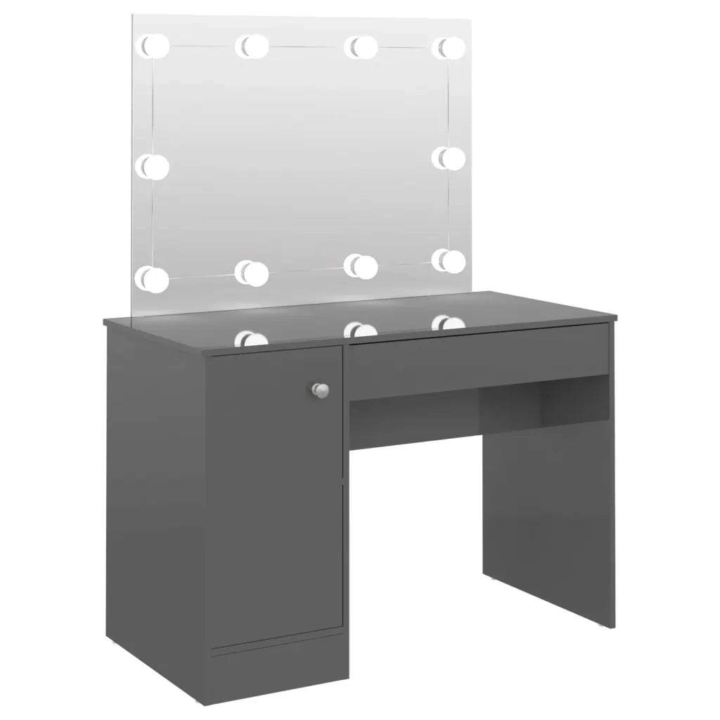 Toeletta con Luci LED 110x55x145 cm in MDF Grigio Lucido 331551