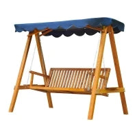 Dondolo da Giardino 3 Posti in Legno con Baldacchino 210x 130x 185cm