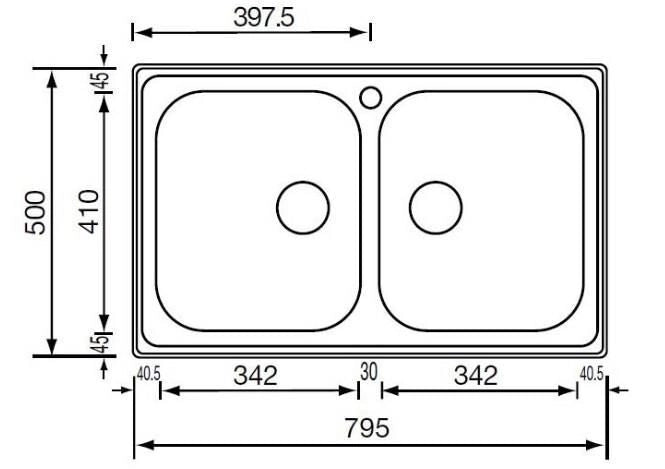CM Zenith plus 79 x 50 2V Lavello ad incasso Rettangolare Acciaio inossidabile