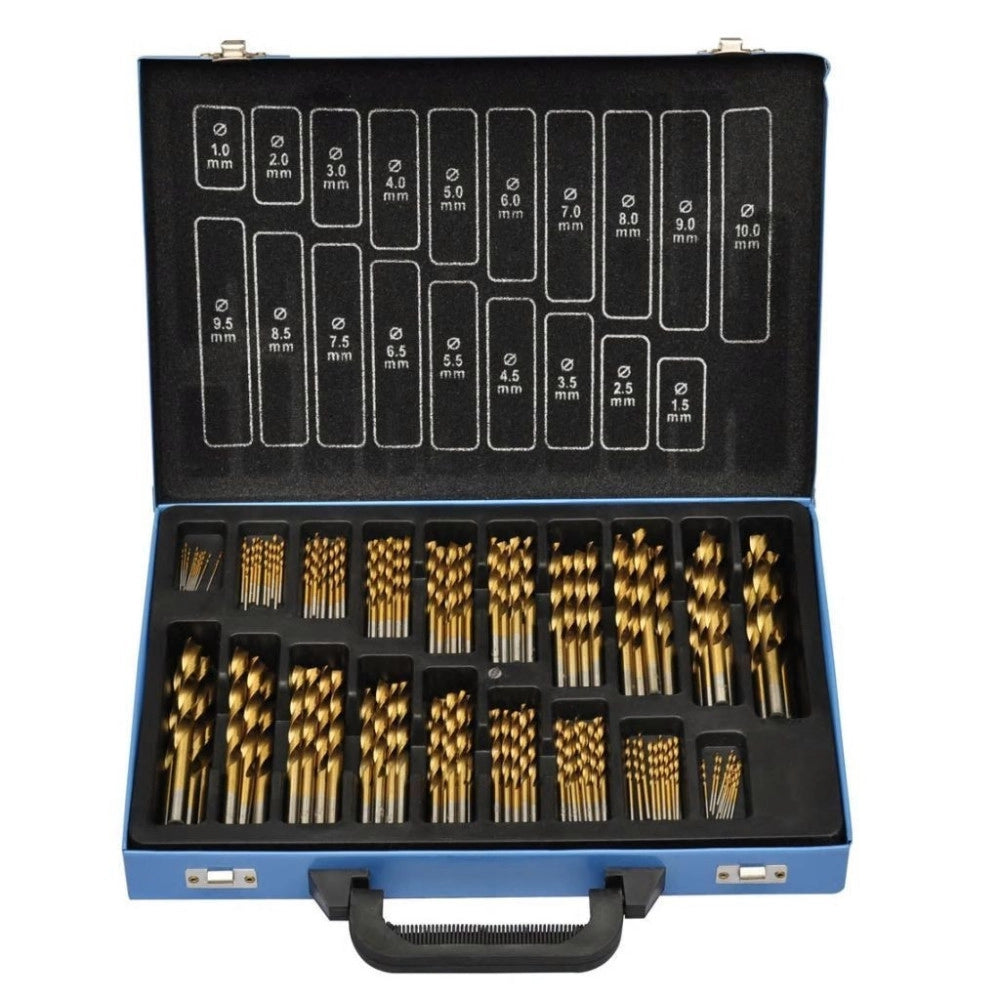 Trade Shop - Set Punte Trapano 170pz Pezzi Titanio Hss Valigetta Metallo 1 10 Mm Ferro Legno -