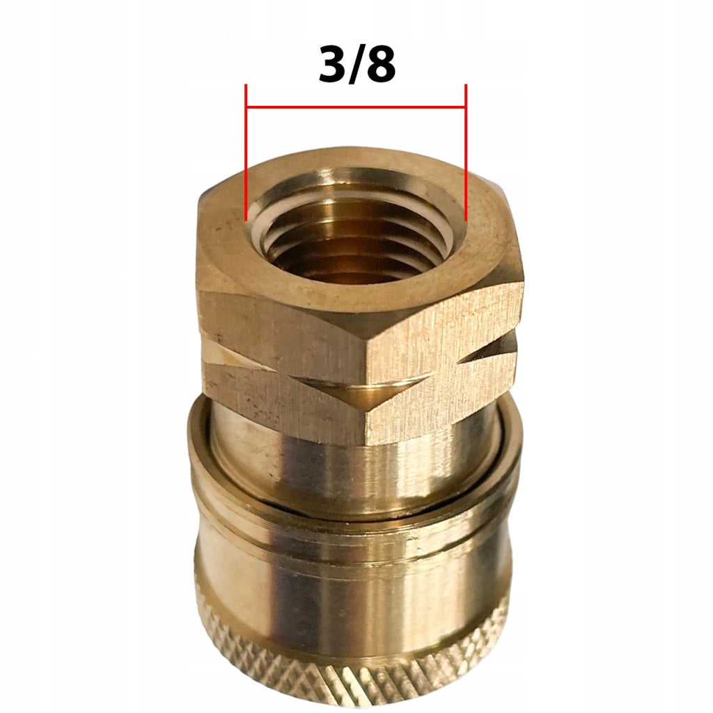 Adattatore Raccordo Rapido 3/8" – Filettatura Interna 3/8" | Ottone | 220 Bar | 40 l/min | Per Idropulitrici e Tubi