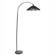 Lampada da terra con paralume in carta nera fatto a mano e base in metallo stile rustico boho