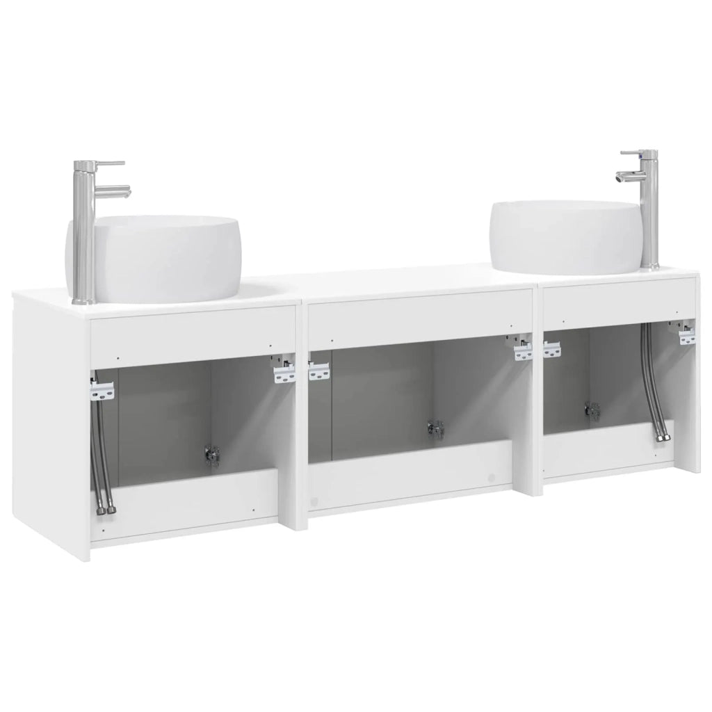 Set di Armadi da Bagno 3 pz Bianco Lucido 49,5 x 44,5 x 66 cm 3405711