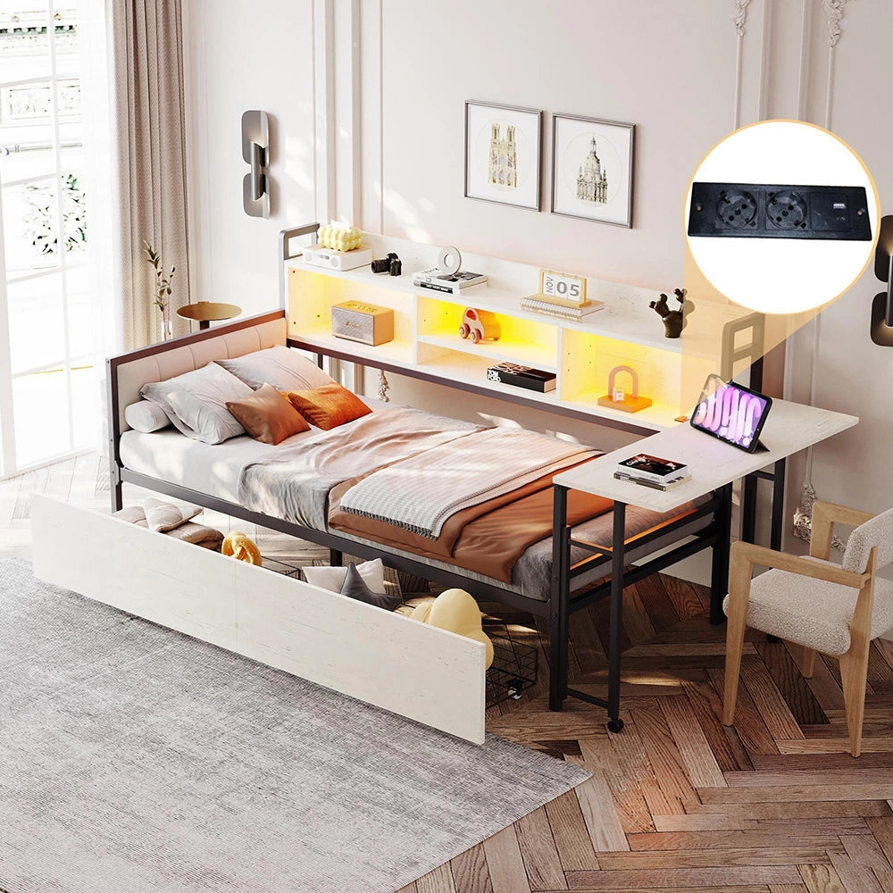 Divano letto ferro 90x200cm?- Xylo - LED scrivania bianco