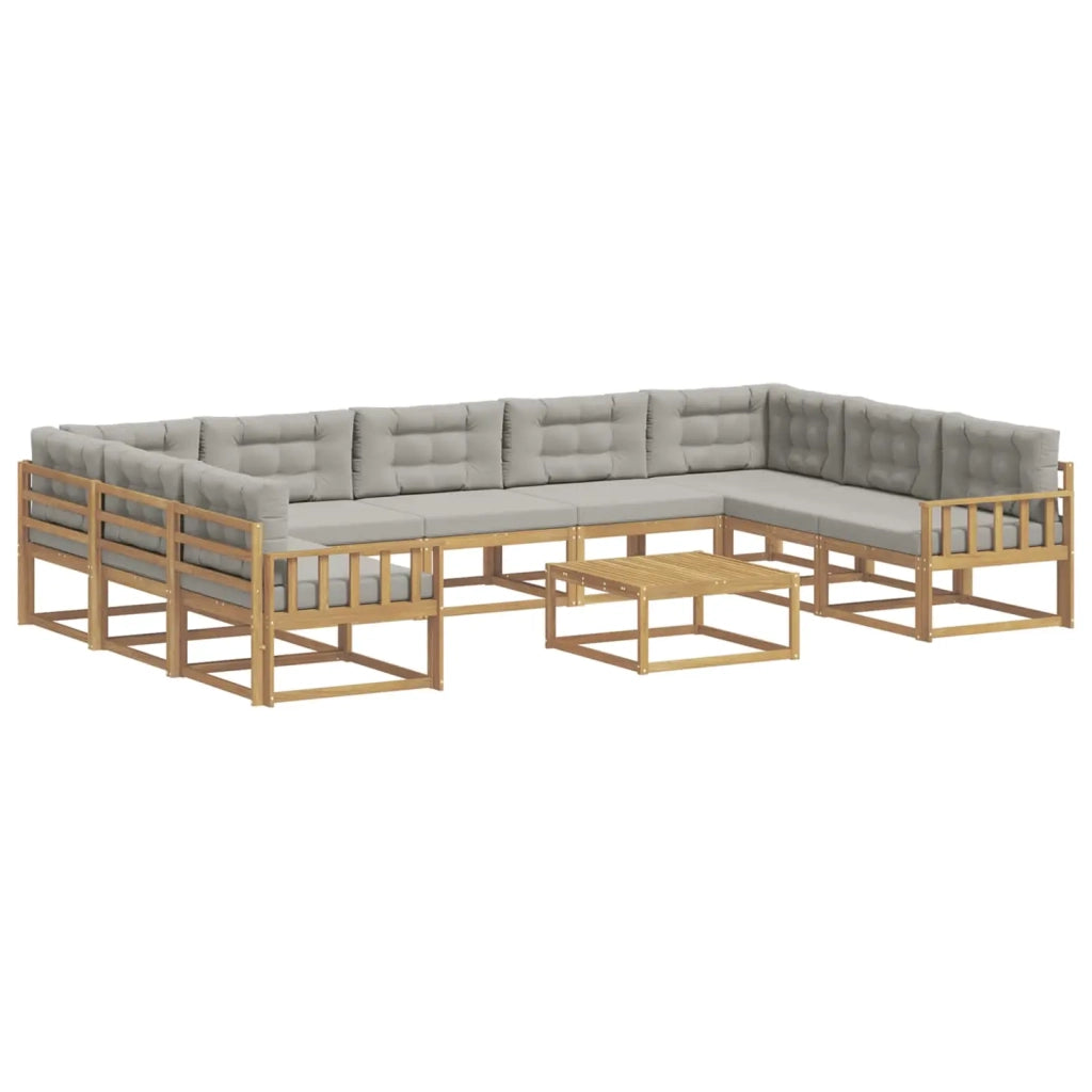 Set di divani da esterno 10 pz Bianco e Grigio Chiaro 3387065
