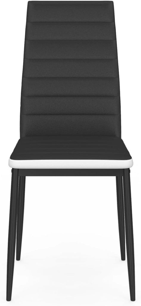 Set di 4 sedie da pranzo ROMANE nere con fascia bianca