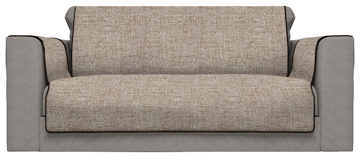 Copridivano con Copri Braccioli Seduta 150 cm in Poliestere Marrone