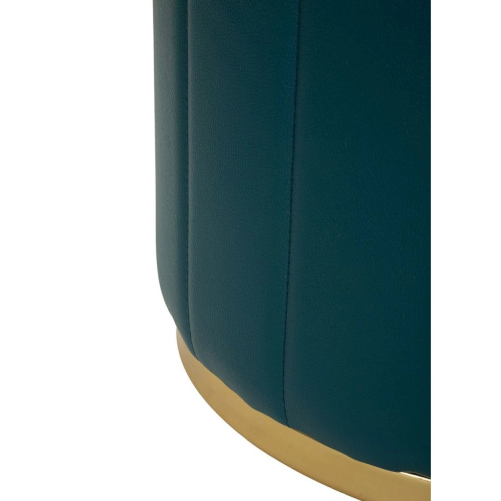 Pouf London in poliuretano ottanio con dettagli oro