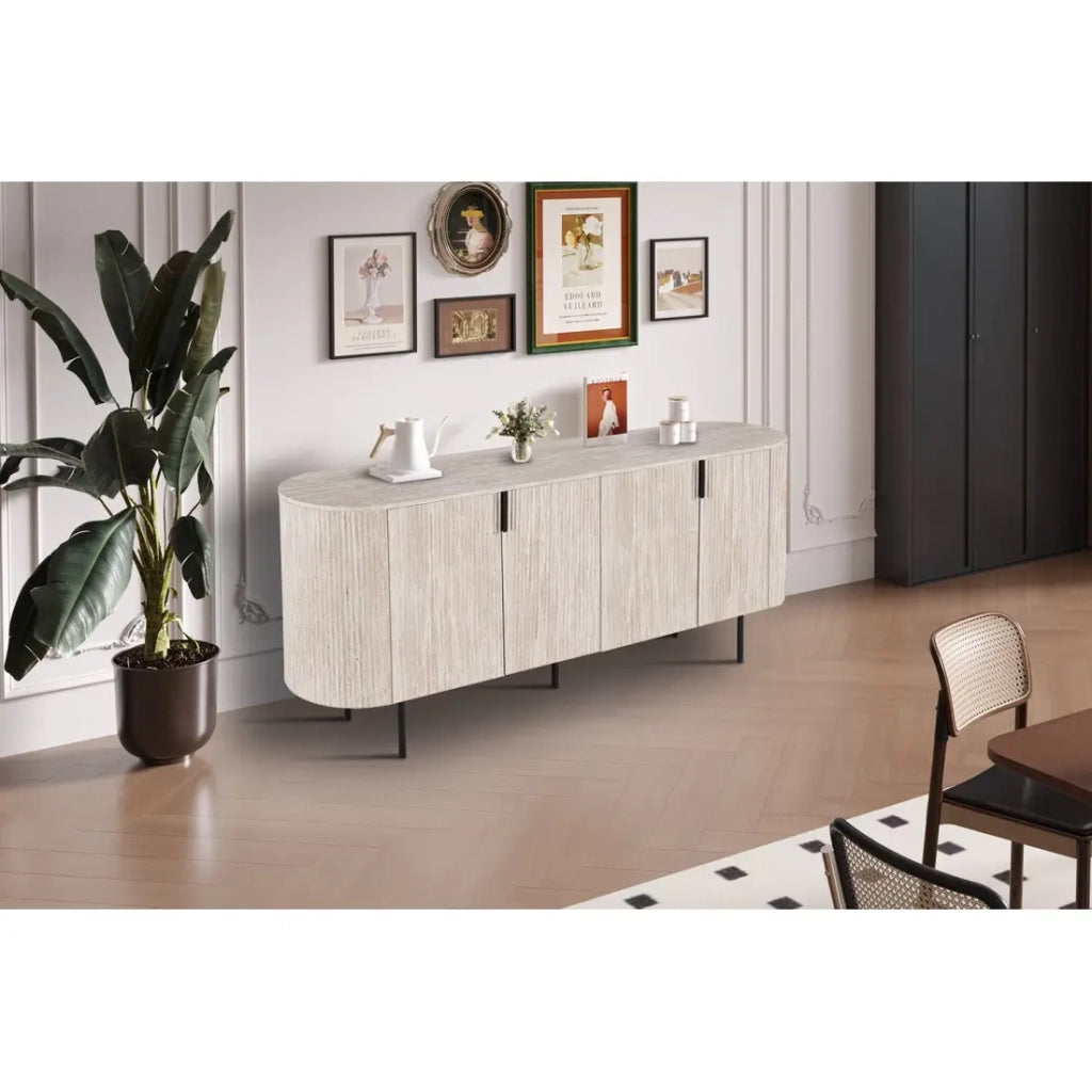 Buffet VAGOS – Coloris rovere chiaro – 4 porte – 200 cm – Grande credenza moderna – Pratico contenitore