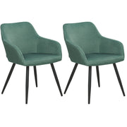 Set di 2 sedie imbottite in velluto verde con gambe in metallo soggiorno cucina