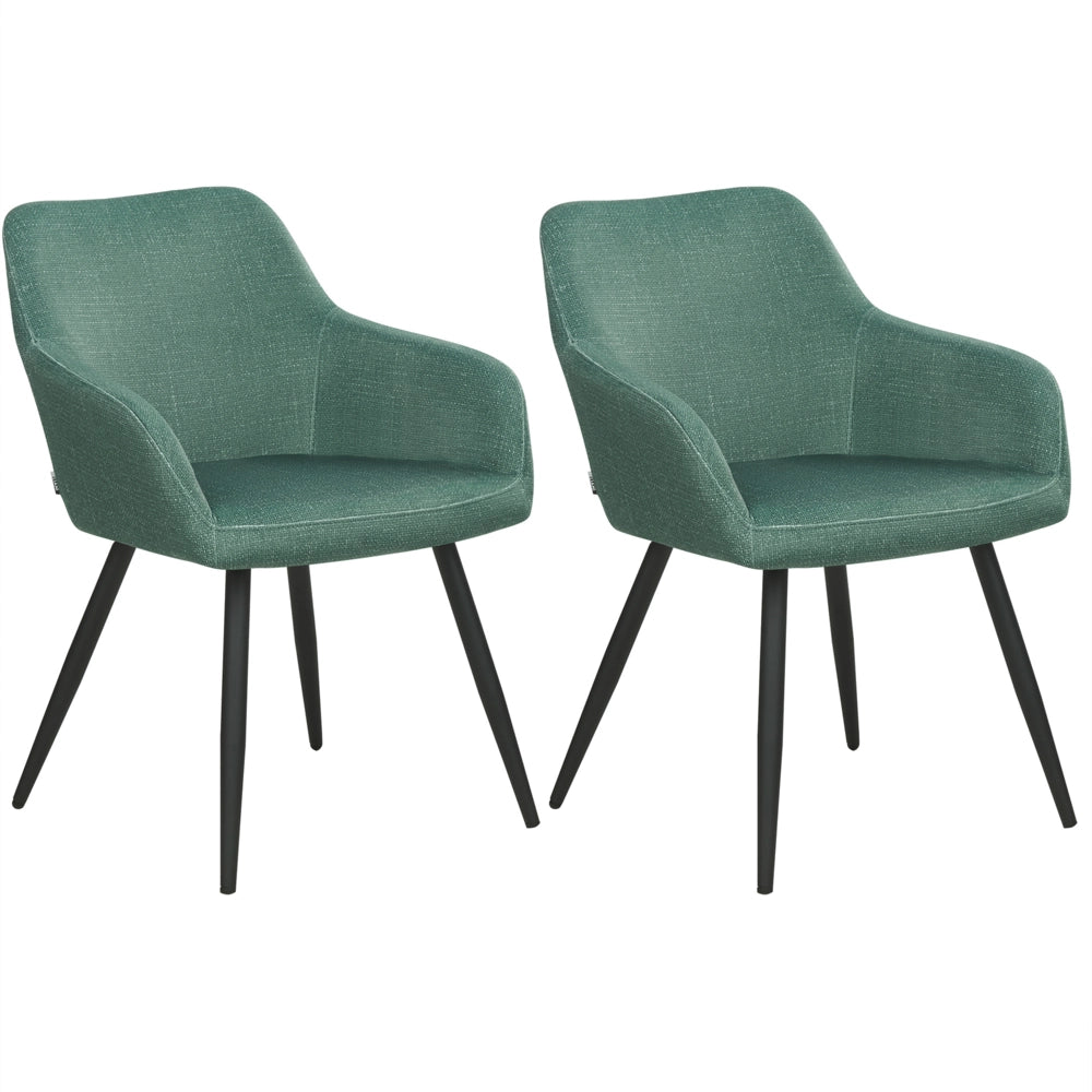Set di 2 sedie imbottite in velluto verde con gambe in metallo soggiorno cucina