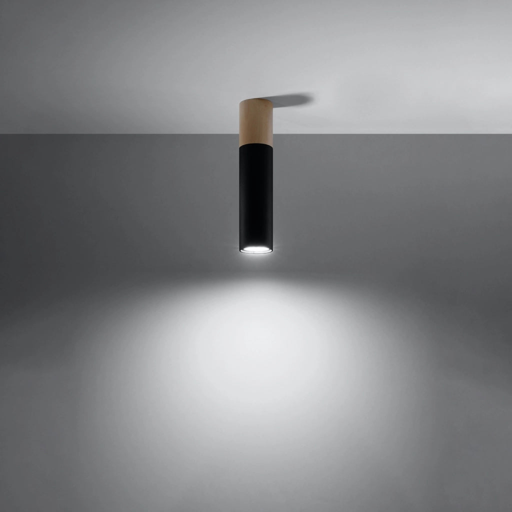 Faretto soffitto tubolare nero/legno GU10 MARCOS PU.0635