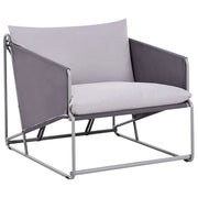 Sedia bassa oversize in metallo con cuscini per schienale e seduta Arredamento per interni ed esterni Giardino Grigio