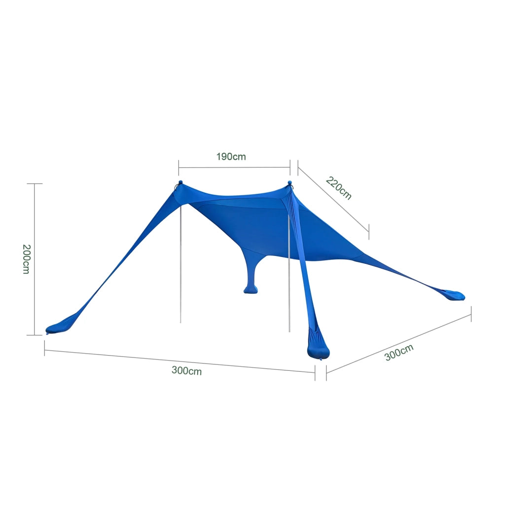 Tenda da spiaggia portatile tenda parasole spiaggia con protezione dai raggi UV UPF 30+ Blu OZT01-DB