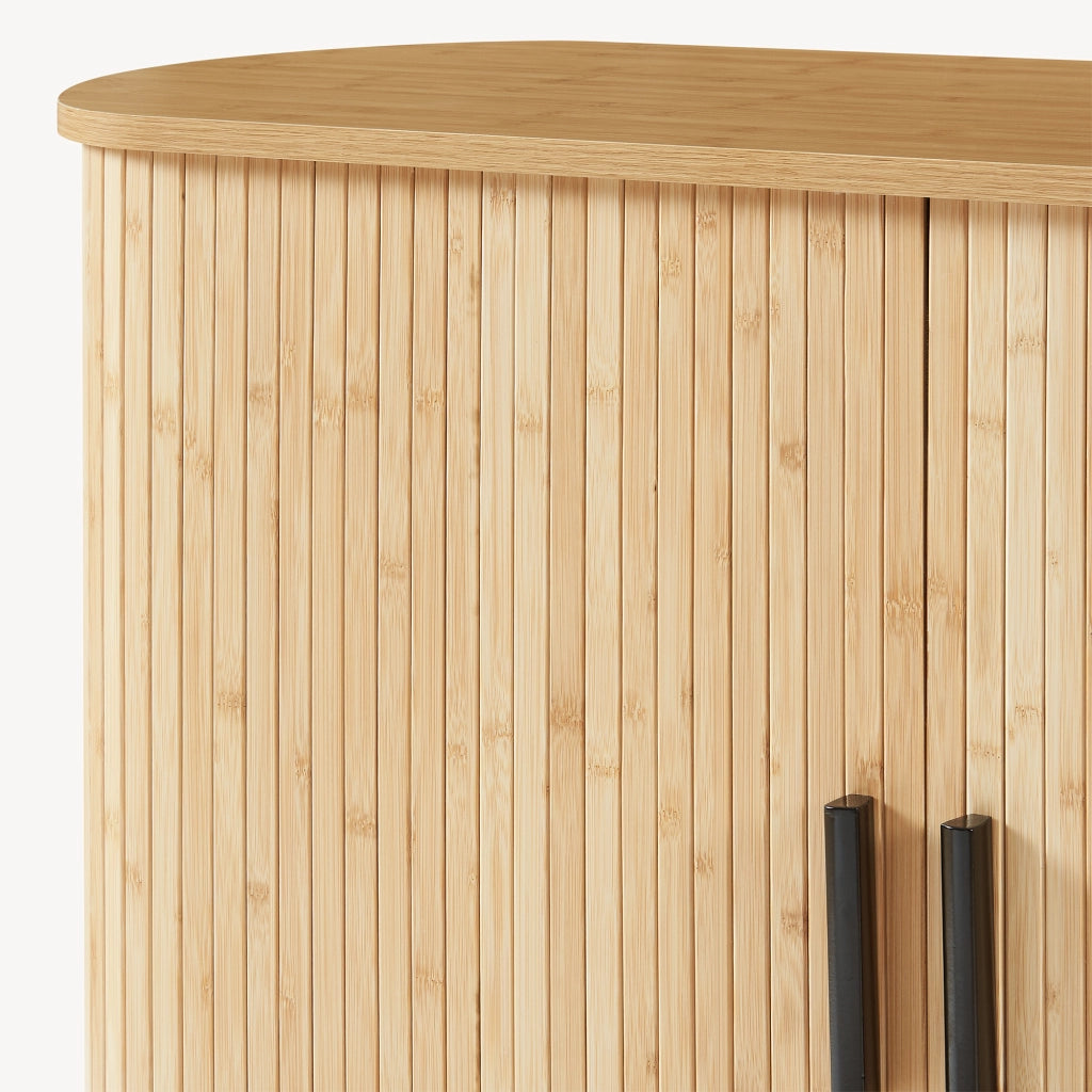 Comò Tvedestrand Portascarpe Mobile Contenitore a 2 Ante Scorrevoli in Bambù 100 x 40 x 80 cm - Naturale/Nero [en.casa]