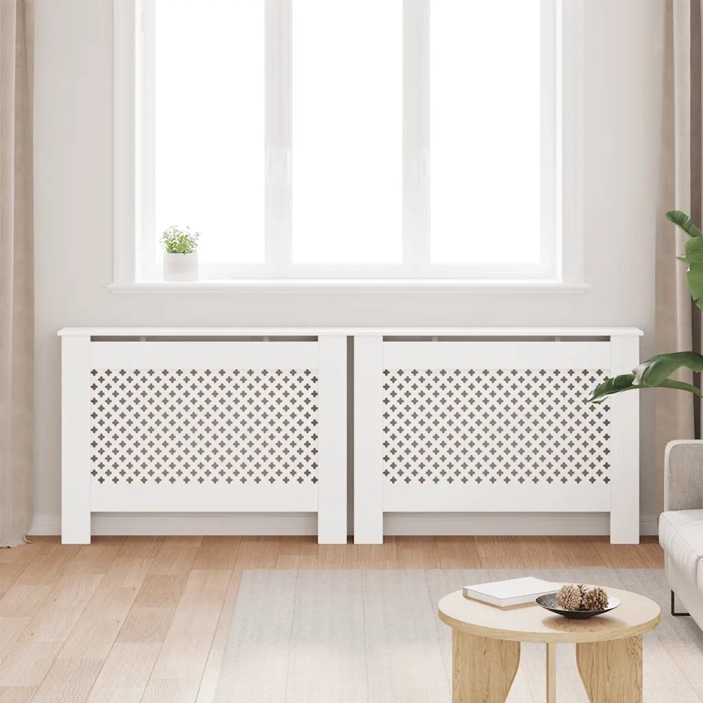 Coperture per Radiatori 2 pz Bianche 112x19x81,5 cm in MDF 3051377