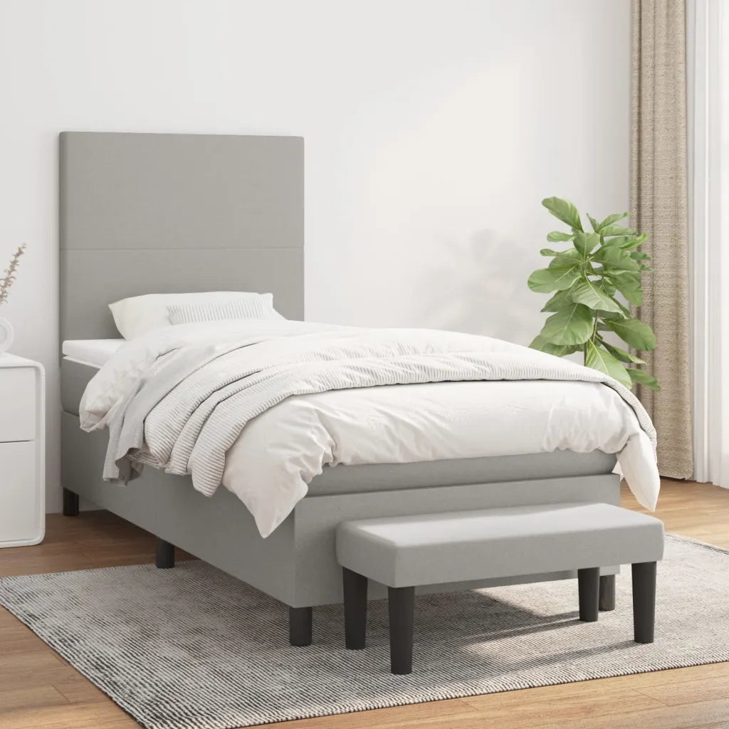 Giroletto a Molle con Materasso Grigio Chiaro 90x190 cm Tessutocod mxl 99143
