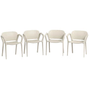 SET 4 SEDIE DA GIARDINO IMPILABILI IN PP DAL DESIGN MODERNO CON BRACCIOLI 60X56X75 CM BIANCO