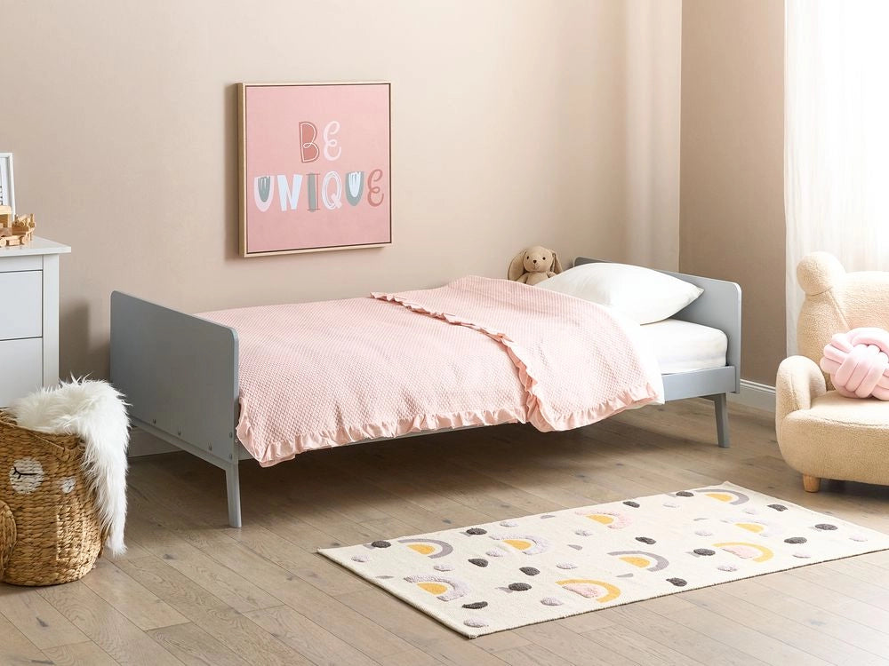 Letto singolo moderno con rete a doghe in legno di pino grigio 90 x 200 cm cameretta moderna