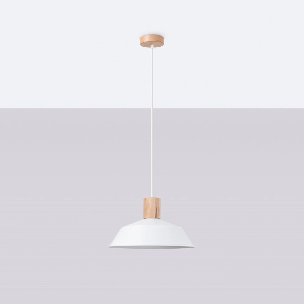 Lampada a sospensione bianca URBANO legno E27 15W Pure Lume